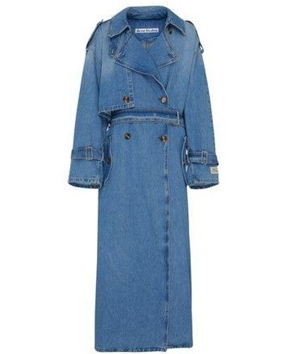 Acne Studios Double-breasted Denim Trench Coat - Blue