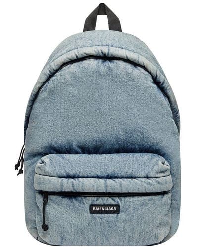 Balenciaga Explorer Backpack In Puffy Denim - Blue