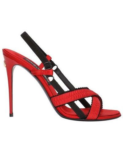 Dolce & Gabbana Corset-style Satin Sandals - Red