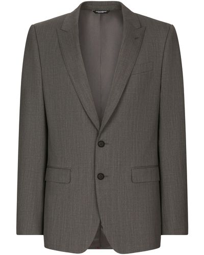 Dolce & Gabbana Einreihiger Anzug aus Stretchwolle in Martini-Fit - Grau