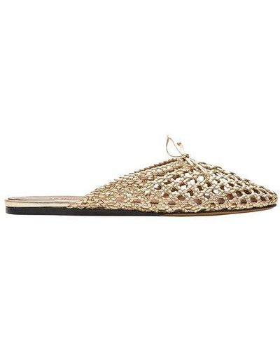 MIRIAM Woven Metallic Tassel Flat Mules