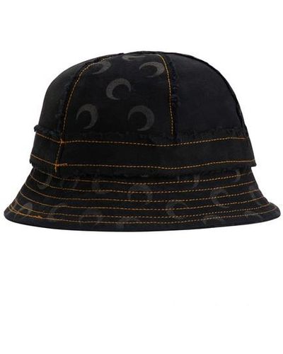 Marine Serre Moon Denim Bucket Hat Regenerated - Black