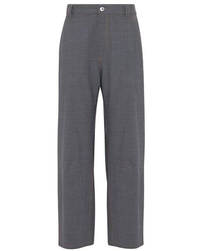 Brunello Cucinelli Soft Curved Trousers - Grey