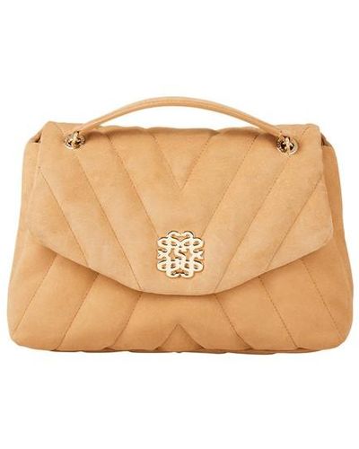 Sandro Mila Quilted Suede Leather Bag - Natural