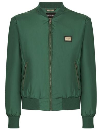 Dolce & Gabbana Nylon Jacket With Branded Tag - Green