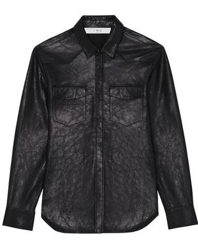 IRO Ollie Leather Overshirt - Black