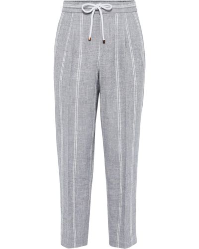 Brunello Cucinelli Pantalon coupe Leisure à coulisse - Gris