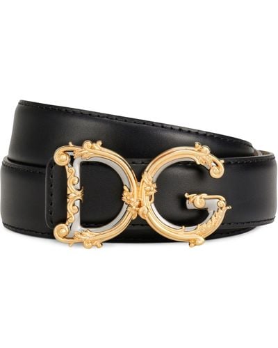 Dolce & Gabbana Kalbsledergürtel mit Logo - Schwarz