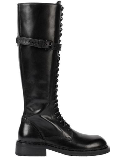 Ann Demeulemeester High Combat Boots - Black