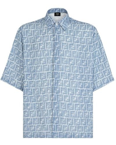 Fendi Shirt With Italian-Style Collar - Blue