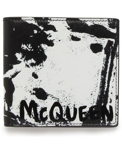 Alexander McQueen Portefeuille en cuir à imprimé graffiti - Multicolore