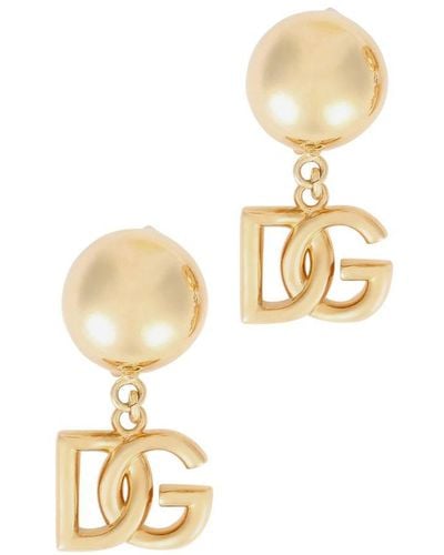 Dolce & Gabbana Clip-on Earrings With Dg Logo - Metallic