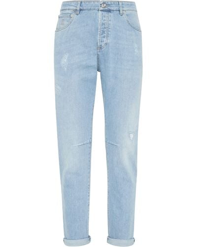 Brunello Cucinelli Pantalon cinq poches coupe leisure fit - Bleu