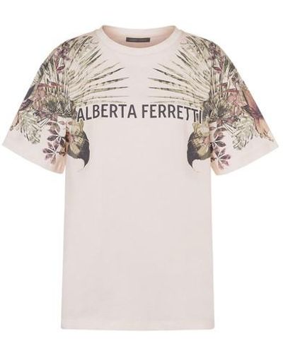 Alberta Ferretti T-Shirt aus Bio-Jersey Tropical Python - Natur