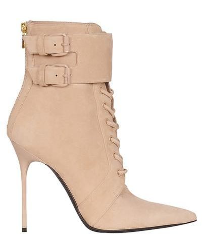 Balmain Beige Suede Uria Ankle Boots - Natural