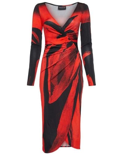 Louisa Ballou Ls Summe Midi Dress - Red