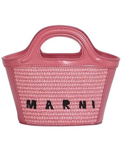 MARNI 2WAY Plain Leather Logo Straw Bags (BMMP0067Q0P3860