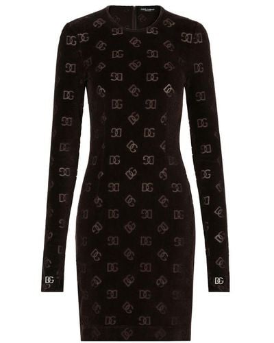 Dolce & Gabbana Short Chenille Jacquard Dress - Black