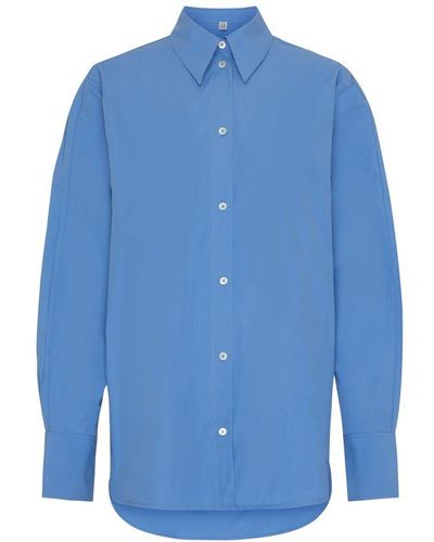 Totême Kimono-Sleeve Poplin Shirt - Blue