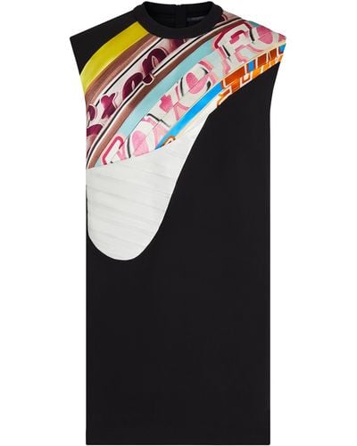 Louis Vuitton Gerade geschnittenes Kleid mit plissiertem Einsatz - Schwarz