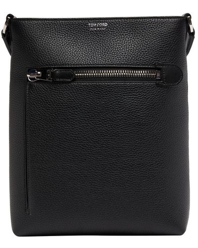 Tom Ford Messenger Bag With Logo - Black