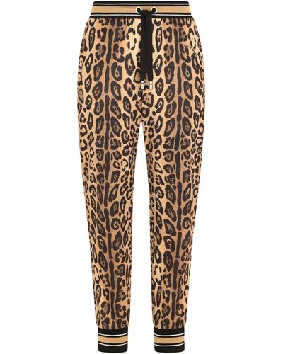 Dolce & Gabbana Pantalon de jogging en jersey à imprimé léopard - Neutre