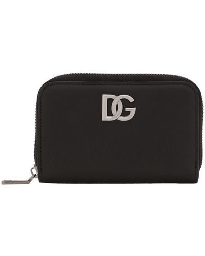 Dolce & Gabbana Calfskin Nappa Wallet With Dg Logo - Black