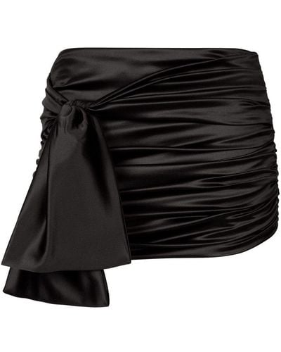 Dolce & Gabbana Short Draped Satin Skirt With Side Bow - Black