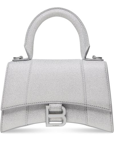 Balenciaga Hourglass XS Handtasche aus glitzerndem Stoff - Grau