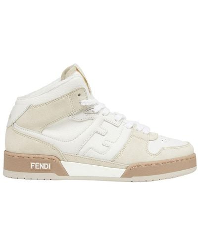 Fendi Match Suede & Leather High-top Sneakers - White