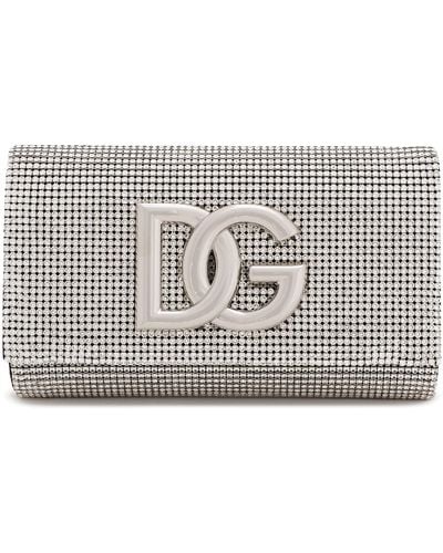 Dolce & Gabbana Tasche mit DG-Logo aus Kristall-Mesh - Mettallic