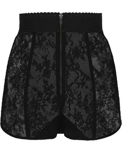 Dolce & Gabbana Culotte en dentelle à taille haute - Noir