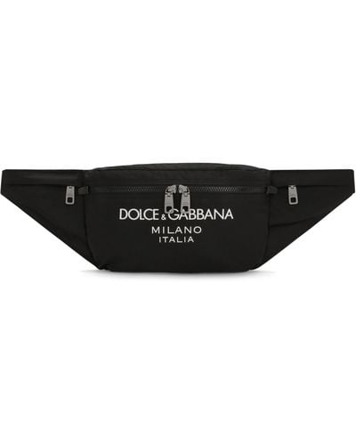 Dolce & Gabbana Gürteltasche aus Nylon mit gummiertem Logo - Schwarz