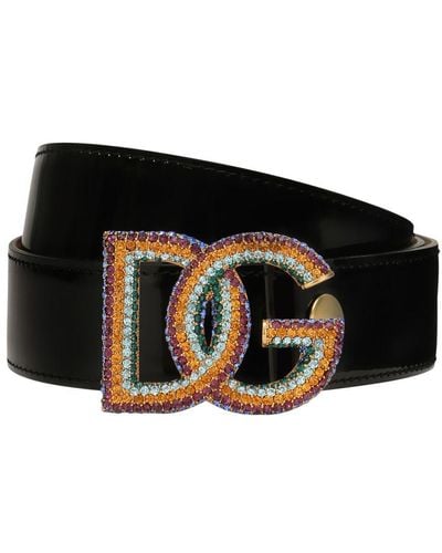 Dolce & Gabbana Polished Calfskin Belt - Black
