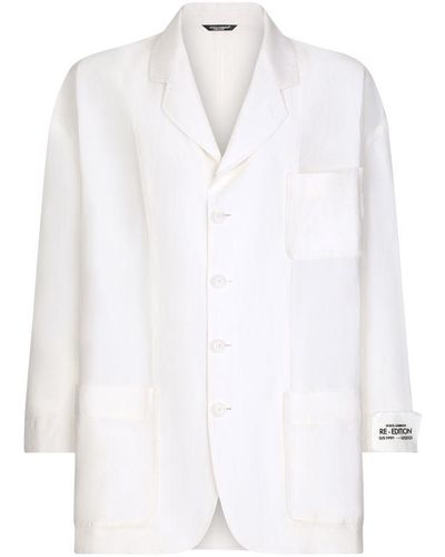 Dolce & Gabbana Oversize Single-breasted Linen And Silk Jacket - White