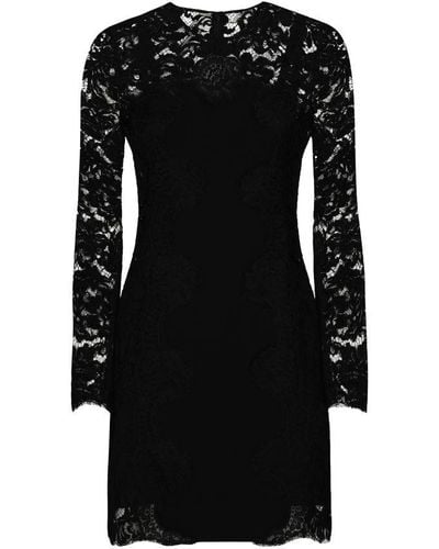 Dolce & Gabbana Short Cordonetto Lace Dress - Black