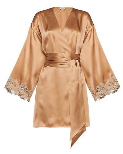 La Perla Silk Short Robe With Lurex Frastaglio - Multicolor