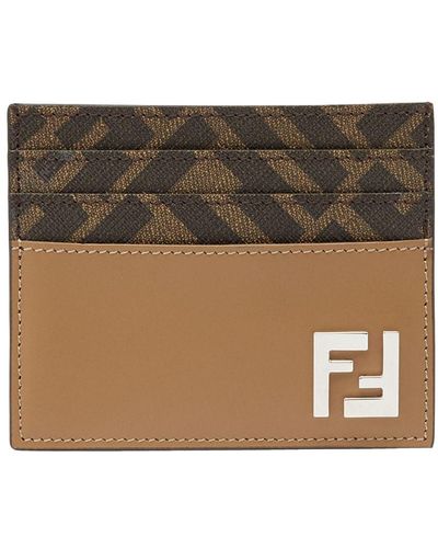Fendi Ff Squared Card Holder - Natural