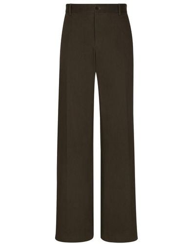 Dolce & Gabbana Tailored Cotton Trousers - Brown