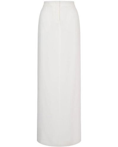 Alberta Ferretti Long Enver Satin Skirt - White