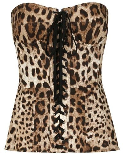 Dolce & Gabbana Drill Shaper Corset With Laces - Brown