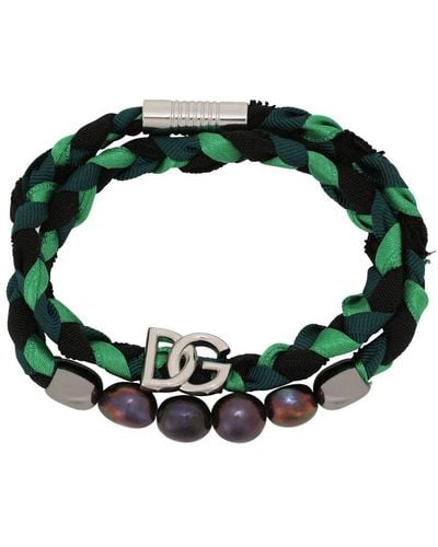Dolce & Gabbana “Banano” Interwoven Bracelet - Green