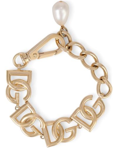 Dolce & Gabbana Link Bracelet With Dg Multi-Logo - Mettallic