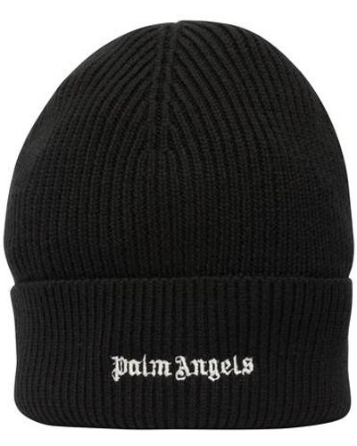 Palm Angels Bonnet côtelé à logo classique - Noir