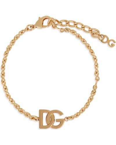 Dolce & Gabbana Link Bracelet With Dg-Logo - Mettallic