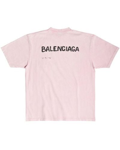Balenciaga Hand Drawn T-shirt Large Fit - Pink
