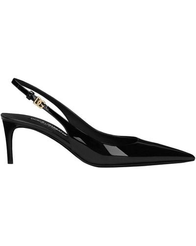 Dolce & Gabbana Patent Leather Slingbacks - Black