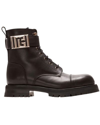 Balmain Leather Charlie Ranger Boots - Black
