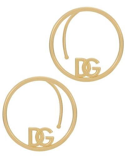 Dolce & Gabbana Hoop Earrings With Dg Logo - Black