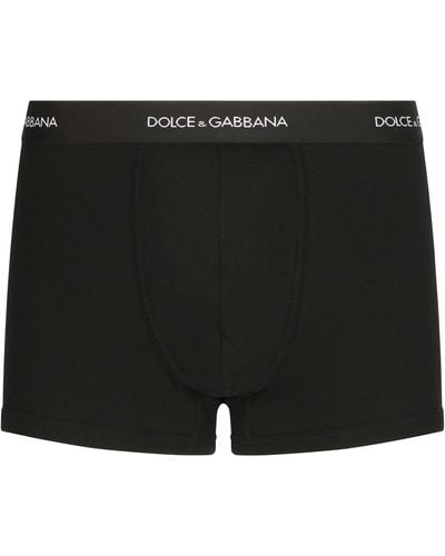 Dolce & Gabbana Boxershorts aus feingerippter Baumwolle - Schwarz